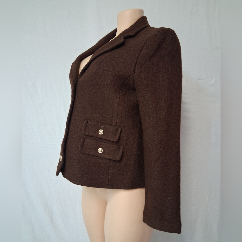 Talbots Brown Blazer with Gold Button Accents Size 12p 40% Wool - Picture 10 of 17